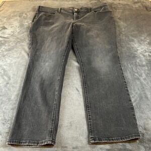 Lee Straight Leg Jeans Slim Fit Mid Rise Black Wash Denim Pant Womens 22W 42x27"